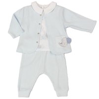 E13303:  Baby Boys Elephant Ribbed 3 Piece Outfit (0-6 Months)